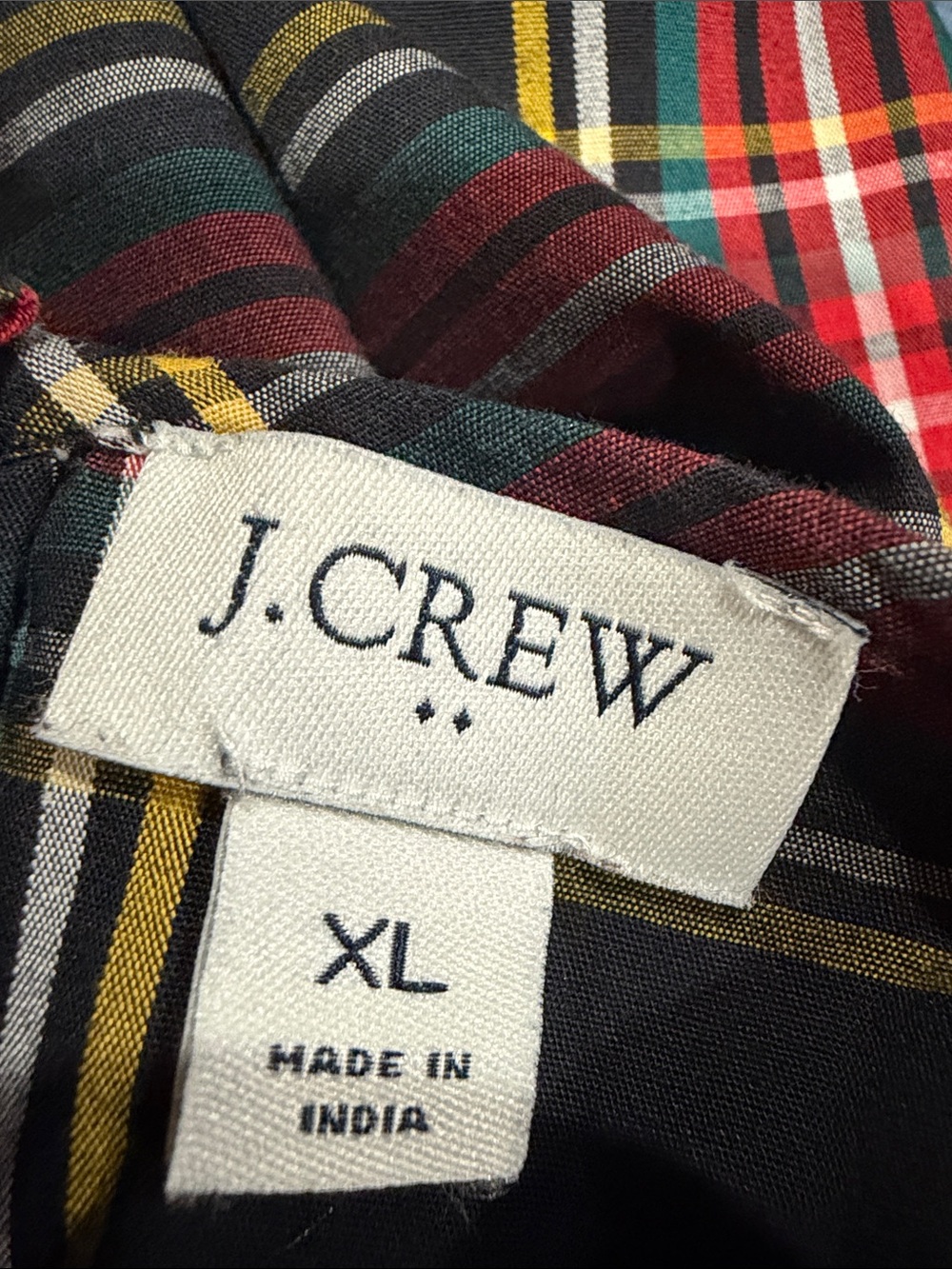 J. Crew Plaid Long-Sleeve Top multi colored plaid. Sz XL excellent condition - Picture 6 of 6
